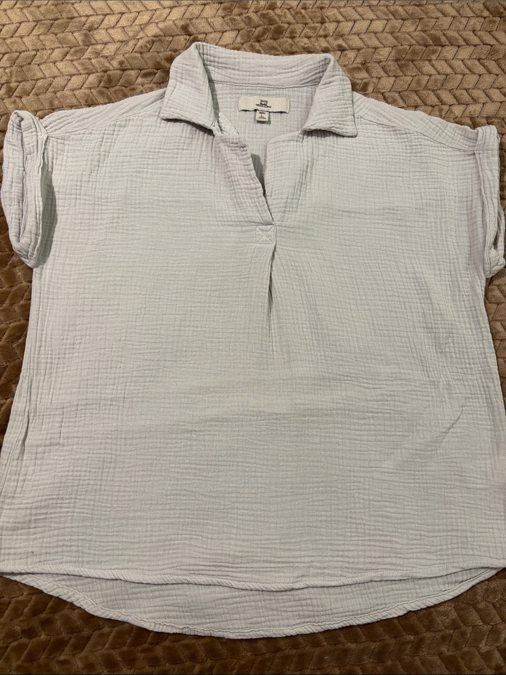 Thread & Supply Light Gray Cotton Gauze Polo Tunic